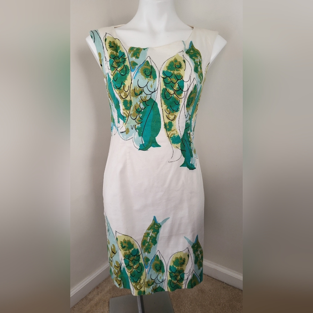 We love Vera Koi Anthropologie green dress size 2